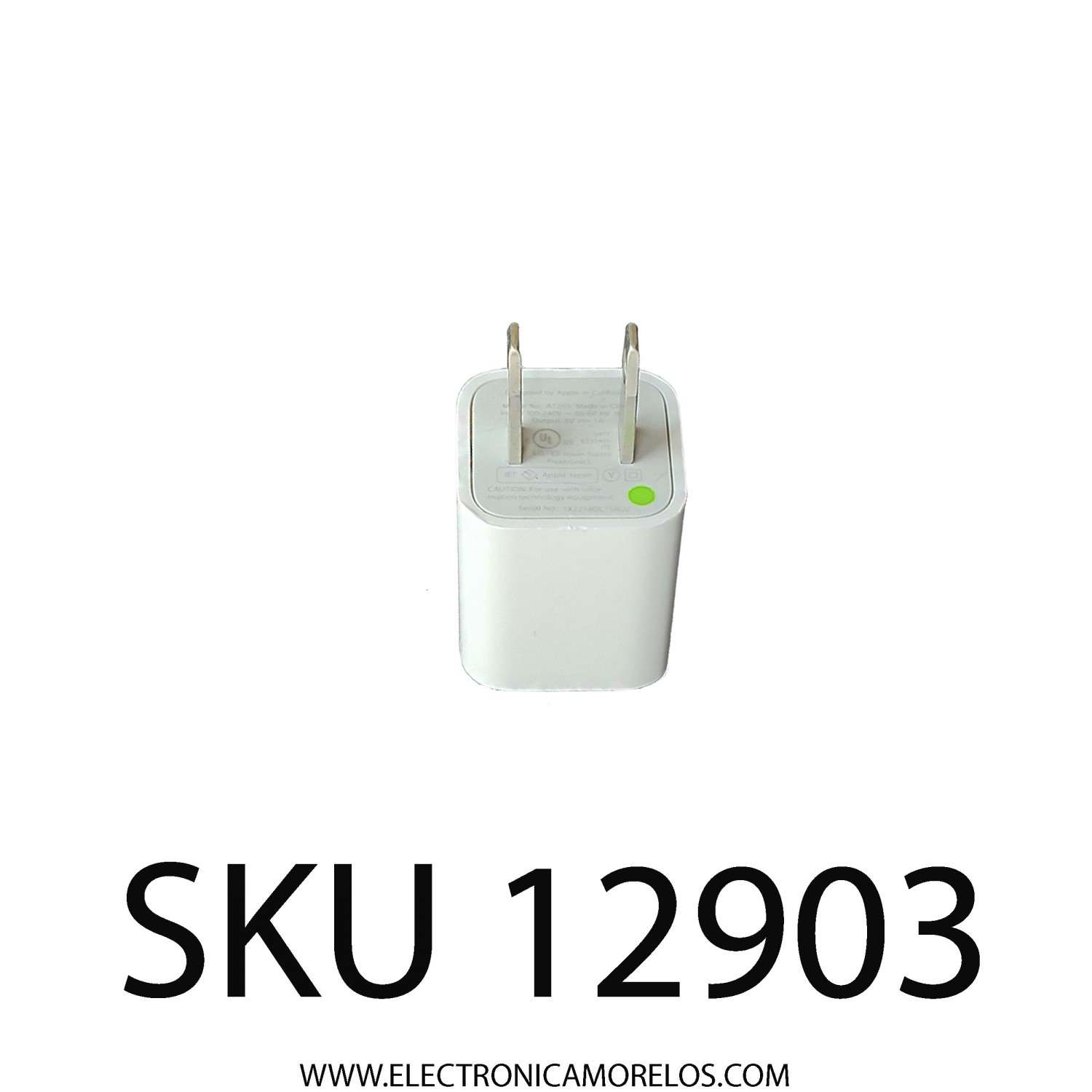 ADAPTADOR AC APPLE / NUMERO DE PARTE A1265 / 1X2214OC758OZ / ENTRADA: 100-240 V AC / SALIDA: 5V CD - 1A